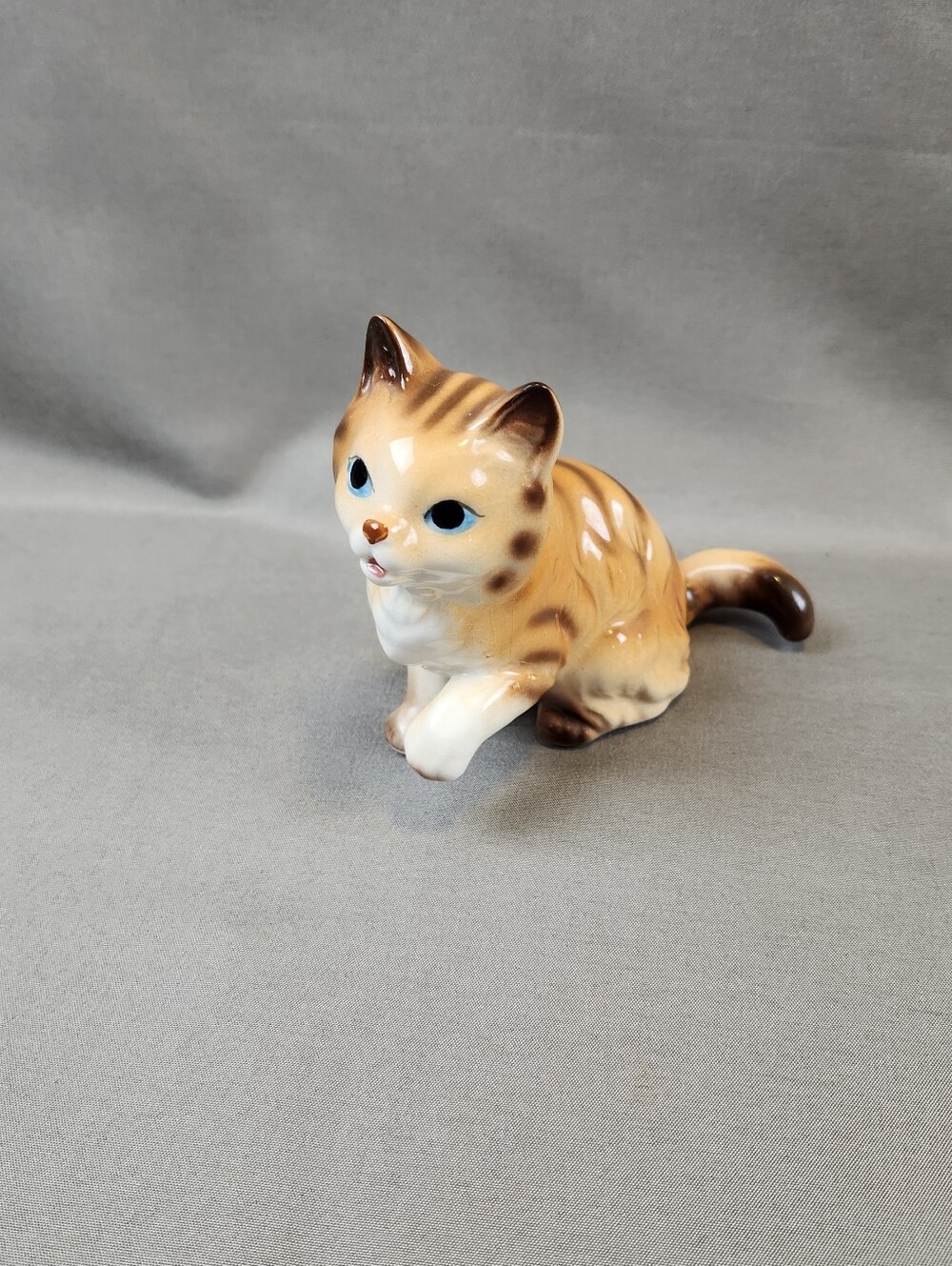 Vintage Lefton Porcelain Orange Striped Tabby Cat Kitten